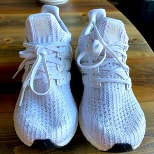 Women’s all white adidas ultra boost